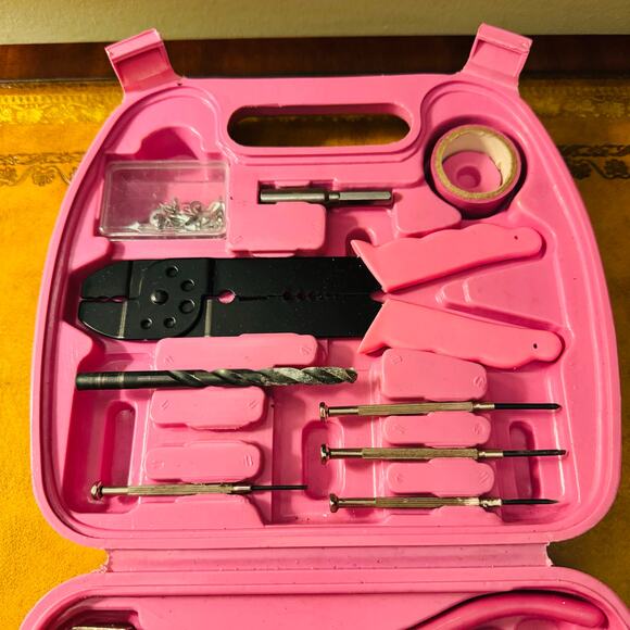 Pink Tool Box Set Travel Handy Convenient Hard Case Storage Box w Handle - Picture 3 of 7